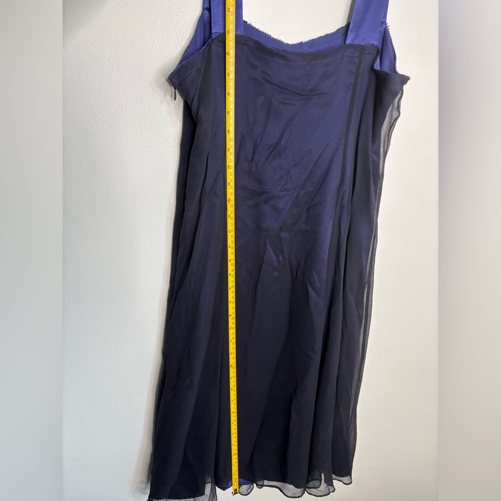 Simply Vera Wang Dress. Size 12 Black Georgette, Blue Satin, Beading Details - Picture 2 of 11